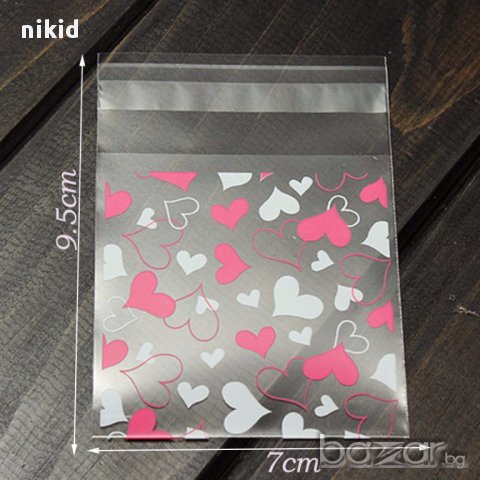 50 прозрачни на сърца сърце опаковъчни пликчета торбички за дребни сладки или др. подаръци
