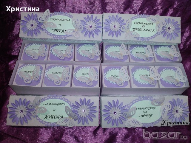 Кутии за бебешки съкворища за момиче в лилаво, с пеперуди, снимка 4 - Други - 20223942