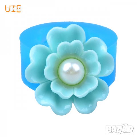Н133 двойно цветче с перличка дупка мини силиконов молд декор украса торта фондан гипс сапун тесто , снимка 1 - Форми - 21665562