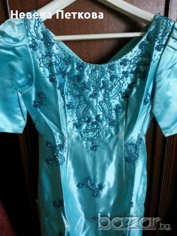Официална рокля от сатен и мъниста XS-S №36-38