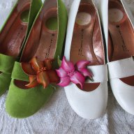  LEA  FOSCATI от ЕСТЕСТВЕНА КОЖА - в два цвята бели и зелени, внос от Италияя, снимка 1 - Дамски ежедневни обувки - 15089786