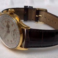 Златен мъжки ръчен часовник-хронограф от 1950г. , снимка 9 - Мъжки - 22113662