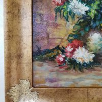 Маслена картина "Ваза с цветя" италиански художник , снимка 8 - Картини - 22853606