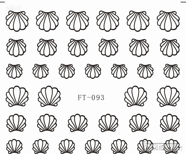 FT-093 мидички в черно бяло татос ваденки водни стикери за нокти, снимка 1