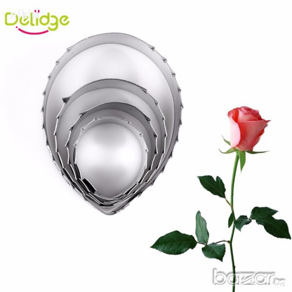 4 бр назъбени метални резци за роза направа на цвете украса декорация торта шоколад фондан, снимка 1