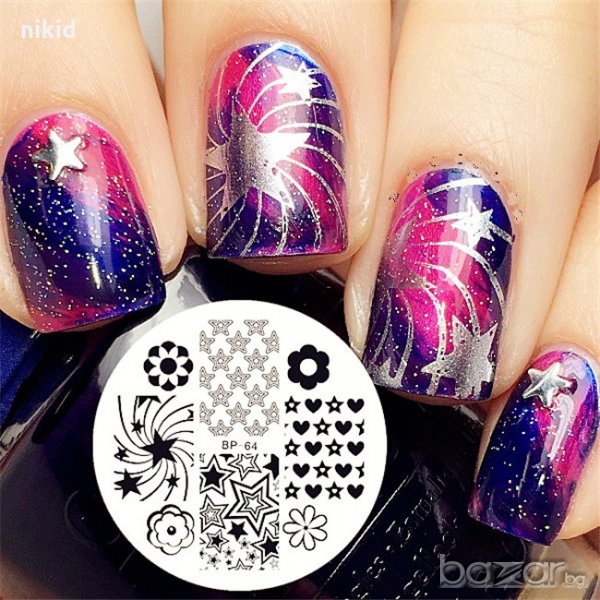 кръгъл Шаблон плочка щампа печати за нокти маникюр плочка оригинал BORN PRETTY BP-64, снимка 1