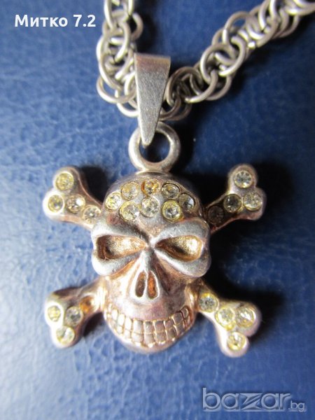сребърен медальон - череп, снимка 1
