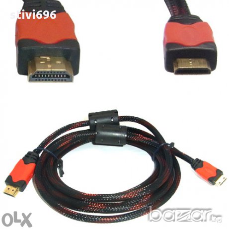 Кабел HDMI - HDMI 1,80 метра,5 метра с твърда оплетка и феритен филтър 2 бр., снимка 1