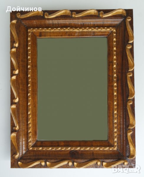 Огледало с рамка дърворезба, за гримиране, снимка 1
