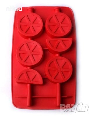 Резени резен плод лимон портокал на шиш ледена близалка силиконов молд форма шоколад гипс лед и др, снимка 1