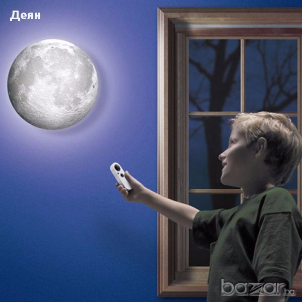 1114 Стенна нощна лампа Луна с дистанционно, снимка 1