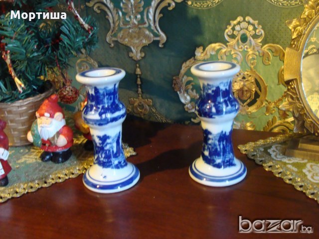 Холандски порцеланови свещници , снимка 1