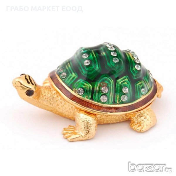 Декоративна метална кутийка за бижута във формата на костенурка - фаберже, снимка 1