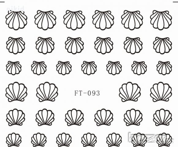 FT-093 мидички в черно бяло татос ваденки водни стикери за нокти
