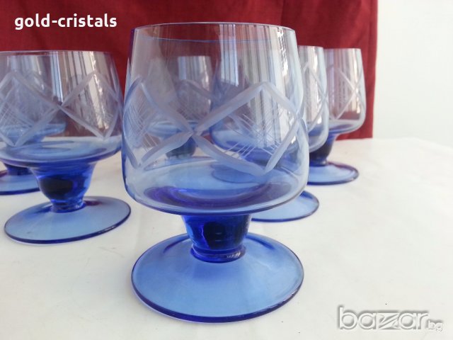 Стъклени чаши кобалт, снимка 9 - Антикварни и старинни предмети - 19293165