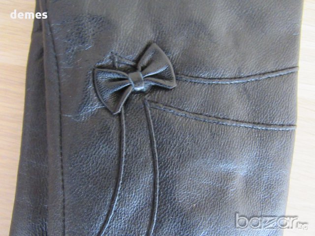 Черни дамски кожени ръкавици с подплата от естествена кожа, нови , снимка 4 - Шапки - 16073943