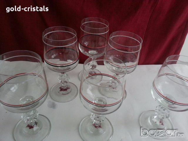 сервиз кристални чаши за вино и ракия , снимка 6 - Антикварни и старинни предмети - 20416528