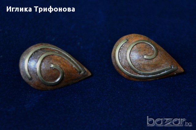 Дървени арт обици, снимка 1