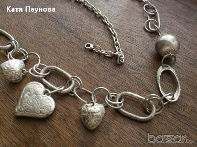 Нов ефектен сребрист колан / колие със сърчица, снимка 7 - Колани - 9017686