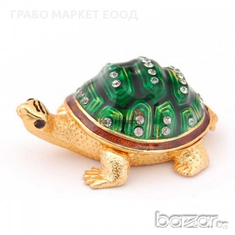 Декоративна метална кутийка за бижута във формата на костенурка - фаберже, снимка 1 - Декорация за дома - 15792268