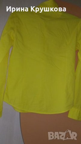 Жълта памучна риза с дълъг ръкав на Armani jeans размер М, снимка 4 - Ризи - 25119189