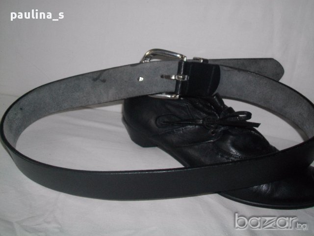 Черен колан "United Colours of Benetton"- genuine leather/ колан от естествена кожа, снимка 2 - Колани - 14579609