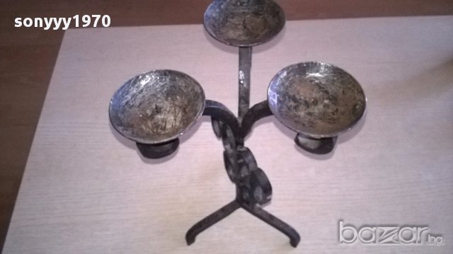 Ретро свещник-27х20х20-ковано желязо, снимка 5 - Антикварни и старинни предмети - 17943295
