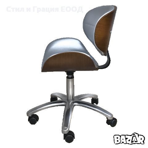 Козметичен/фризьорски стол - табуретка с облегалка Hera -черна,бяла,бежова,сребриста, снимка 5 - Фризьорски столове - 24223846