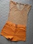 Дамски сет блузка с къс ръкав и къси панталонки, снимка 1 - Къси панталони и бермуди - 26117039