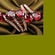 пръстен със сваровски кристали червена капка, снимка 1 - Пръстени - 7240097