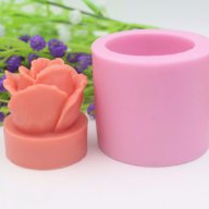 3D ниска роза в цилиндър силиконов молд форма за украса торта фондан тесто декорация сапун гипс свещ, снимка 1 - Форми - 17267685
