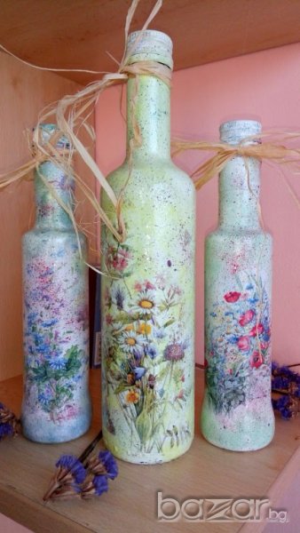Бутилки с декупаж-Пролет, снимка 1