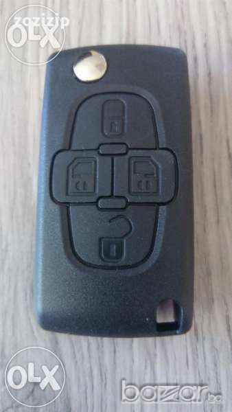 Кутийка ключ Пежо Cитроен C1, C3, C4, C5, C6, C8 -сгъваем с 4 бутона , снимка 1