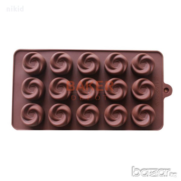 15 завъртулки силиконов молд калъп форма бонбони шоколад желирани украса декорация глина сапун, снимка 1