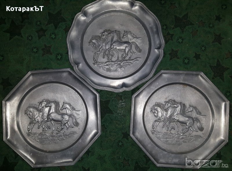 Релефни пана - Коне /цв.метал/ - Лот 3 бр., снимка 1