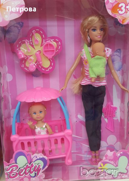 Кукла-майка с две деца и люлка, снимка 1