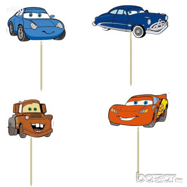 Макуин Маккуин колите McQueen cars  24 бр топер клечки за мъфини декорация и украса, снимка 1