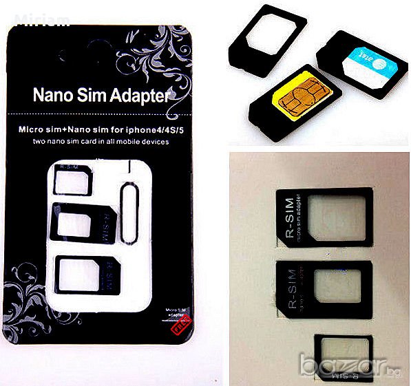 3 бр. адаптери за СИМ карти - нано, микро и стандартна 5 лв., снимка 1