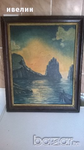 стара картина-морски пейзаж, снимка 1 - Картини - 11736446