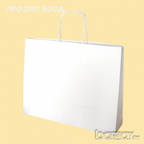 Хартиена чанта бяла 1110 подходяща за брандиране, снимка 1 - Друго търговско оборудване - 20021486