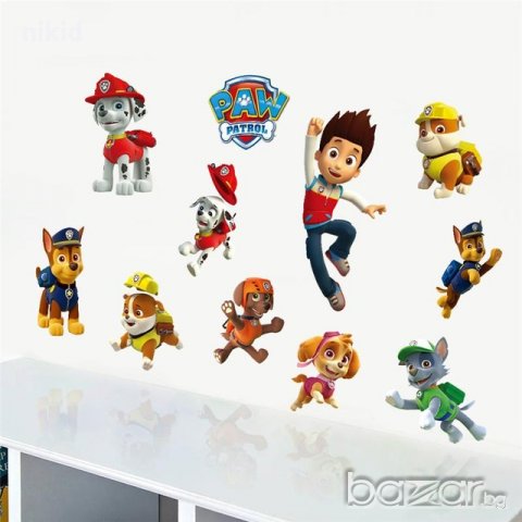 №1 Всички кучета Paw Pes Patrol Пес Патрул стикер лепенка за стена за детска стая