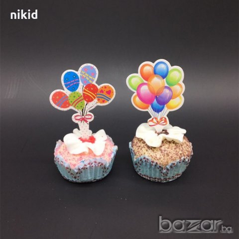 20 бр завързани балони картон топери мъфини кексчета торта рожден ден украса, снимка 2 - Други - 21241398