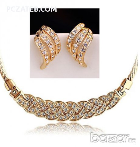 Комплект колие и обеци "Златен блясък", снимка 1