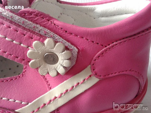 Детски обувки за момиче от естествена кожа с лепенка, ортопедични в розово, снимка 5 - Детски маратонки - 10109172