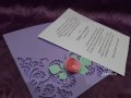 Покана за сватба - плик с дантела и роза, сватбени покани с рози и хартиена дантела , снимка 2