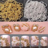 3D перли перлички наниз в сребрист и златист цвят метални декорация за нокти маникюр, снимка 1 - Продукти за маникюр - 15357176