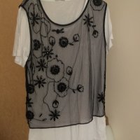 Нова Черна прозрачна блуза, пайети, секси, М, снимка 3 - Корсети, бюстиета, топове - 15281437