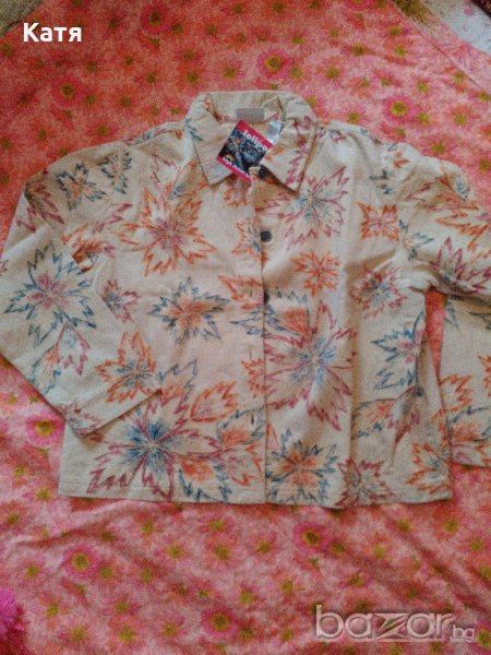 Ново шарено яке, тип дънково, памучно, XL, L, шарено, цветя, снимка 1