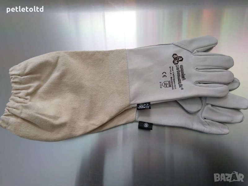 Пчеларски ръкавици естествена кожа с ръкавели; Размери: S; M; L; XL (Гърция), снимка 1