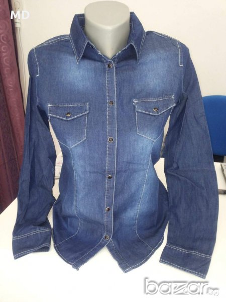 Дънкова дамска риза, снимка 1